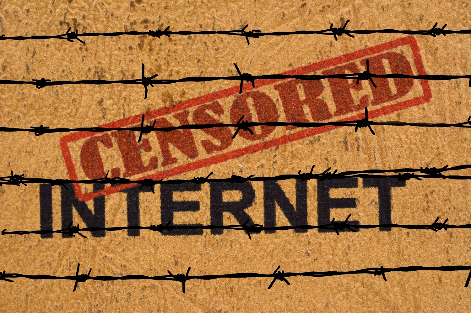 Image of Censored Adult XXX Internet with Barbed wire graphic